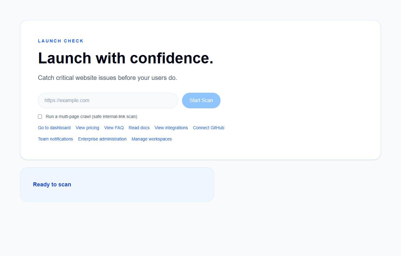 Launch Checkの公開画面